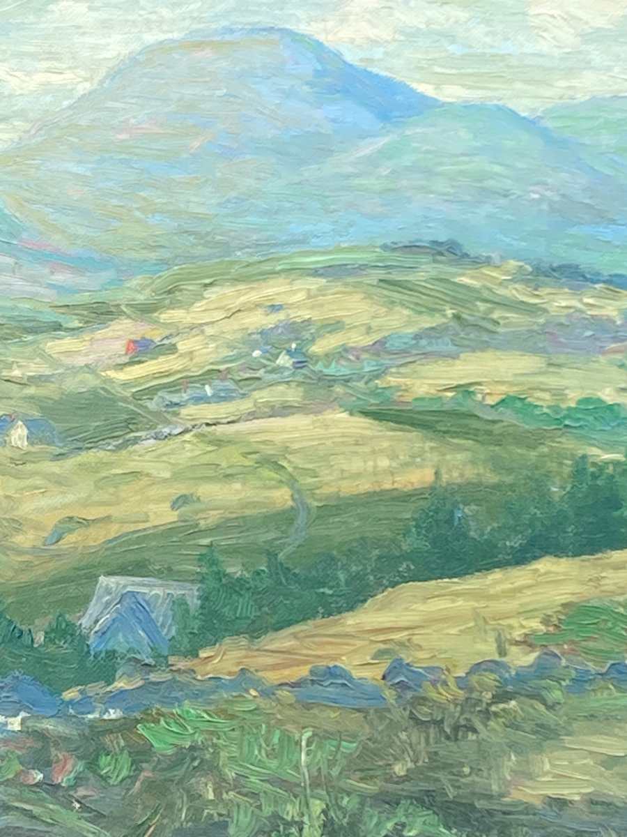 Carl G. T. Olson original painting on canvas landscape with mountains in the background #41 