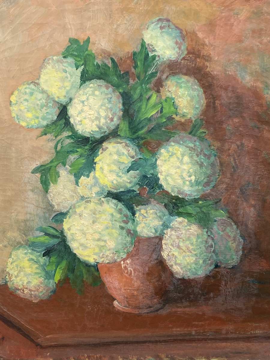 Carl G. T. Olson original painting on canvas still life with hydrangeas #42 