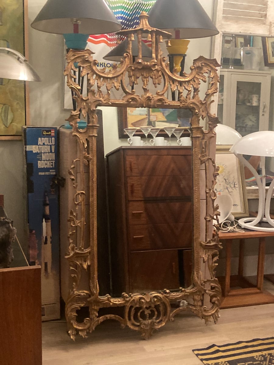 Chinoiserie gold ornate mirror 