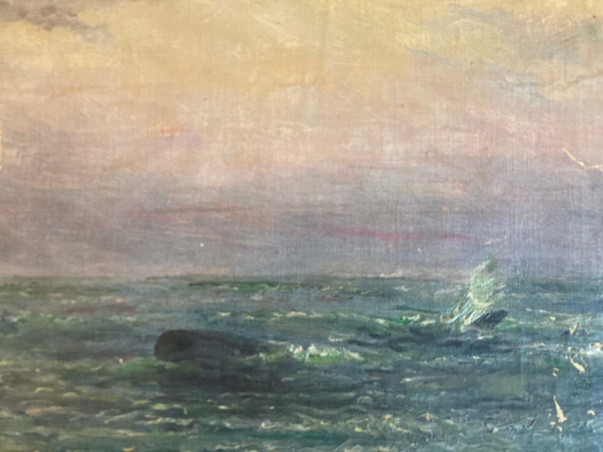 Peter Roos original painting on canvas whale in water  #84 