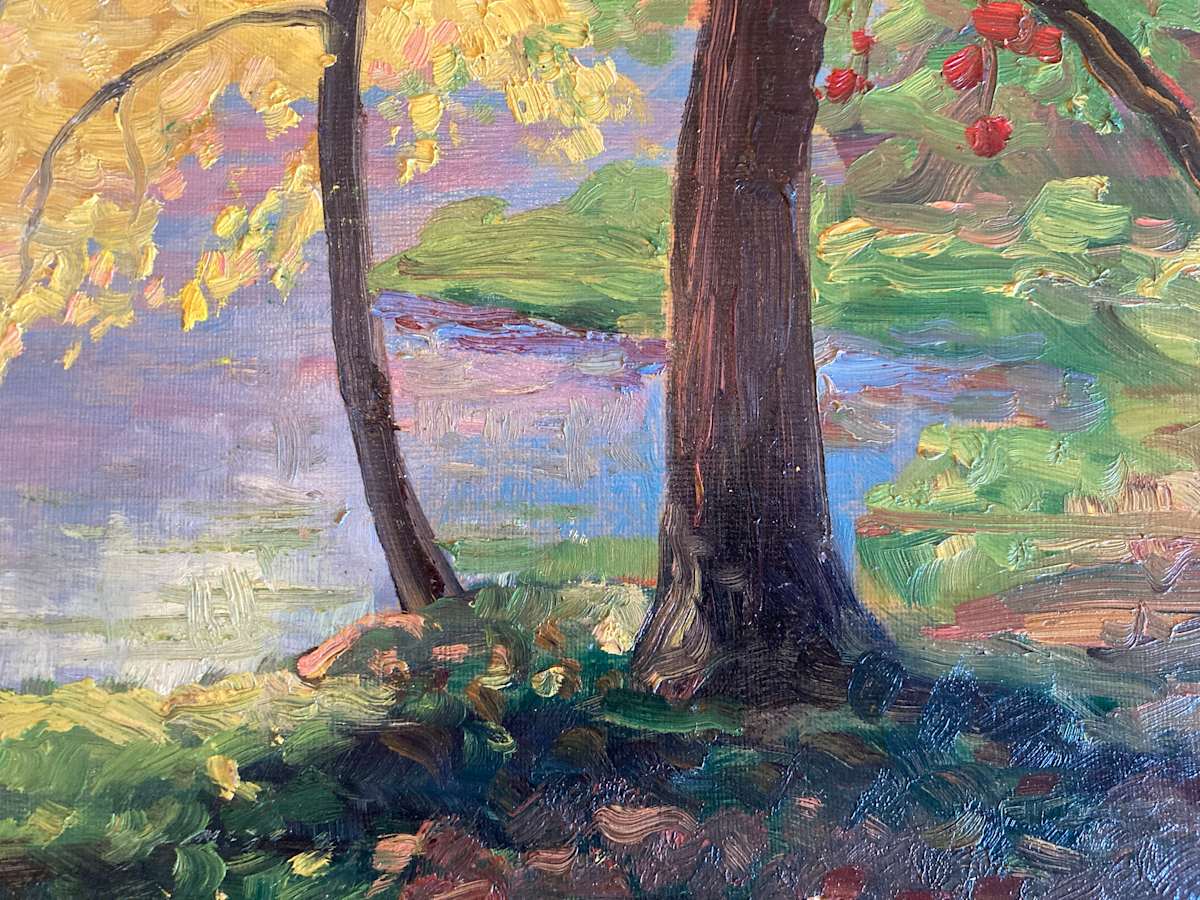 Carl G. T. Olson  original painting on board Fall leaves  #93 