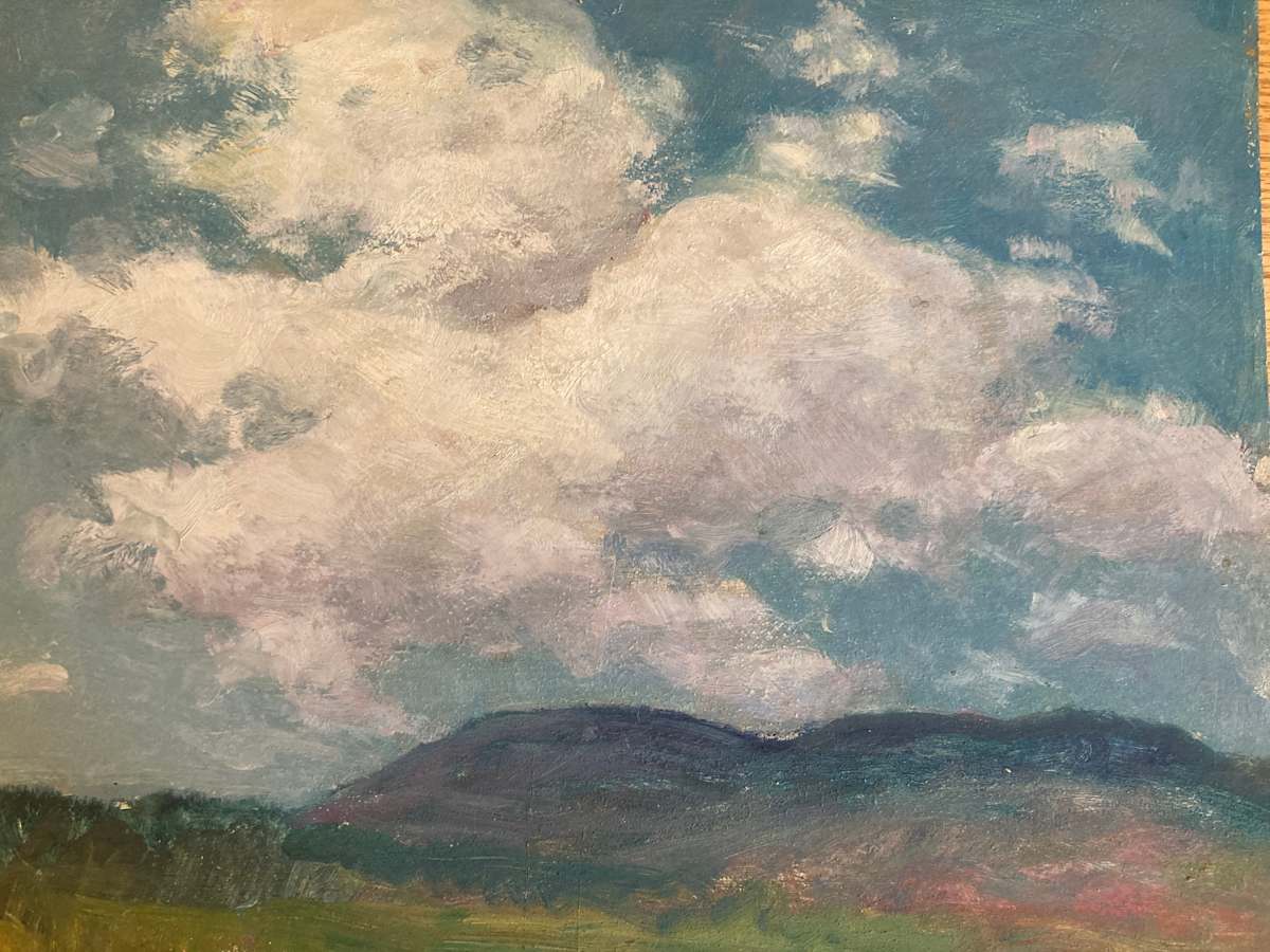 Carl G. T. Olson  original painting on board clouds and hills #92 