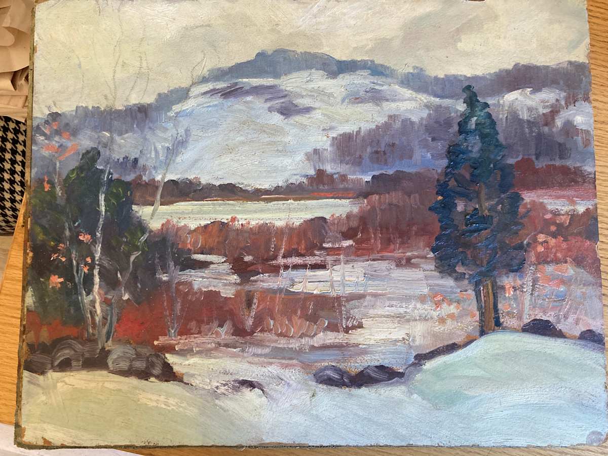 Carl G. T. Olson  original painting on board winter landscape #106 