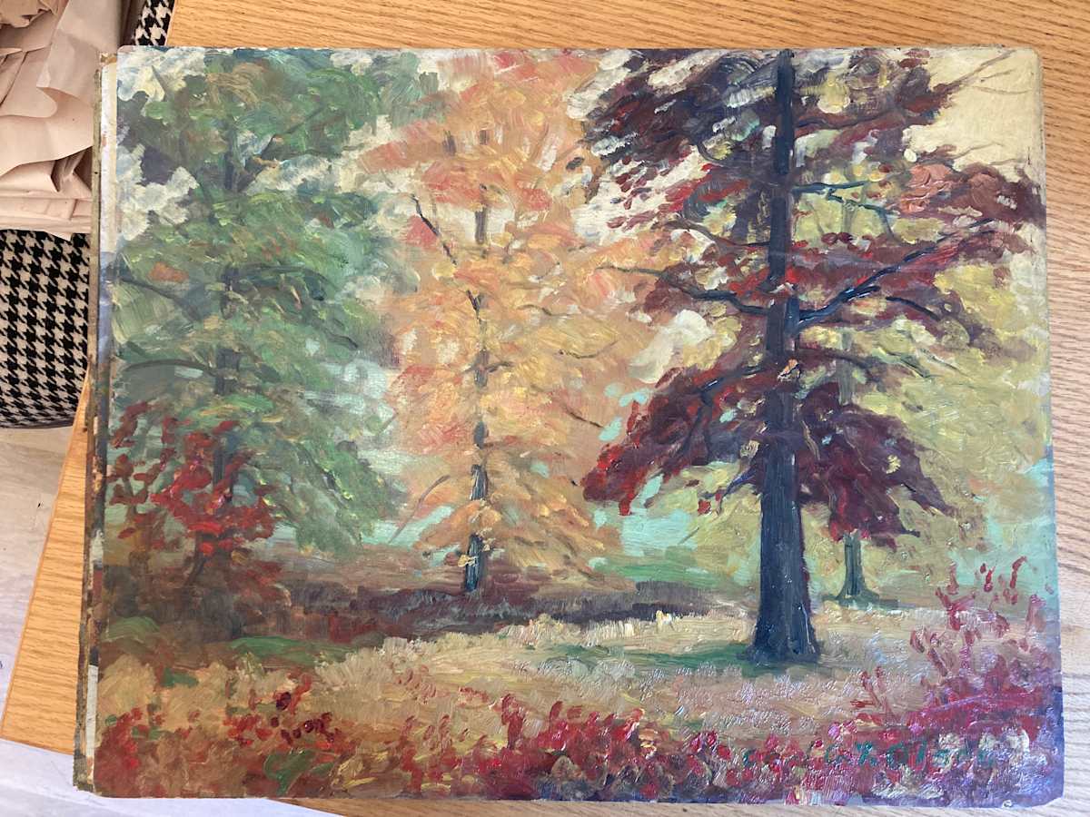 Carl G. T. Olson  original painting on board fall landscape #107 