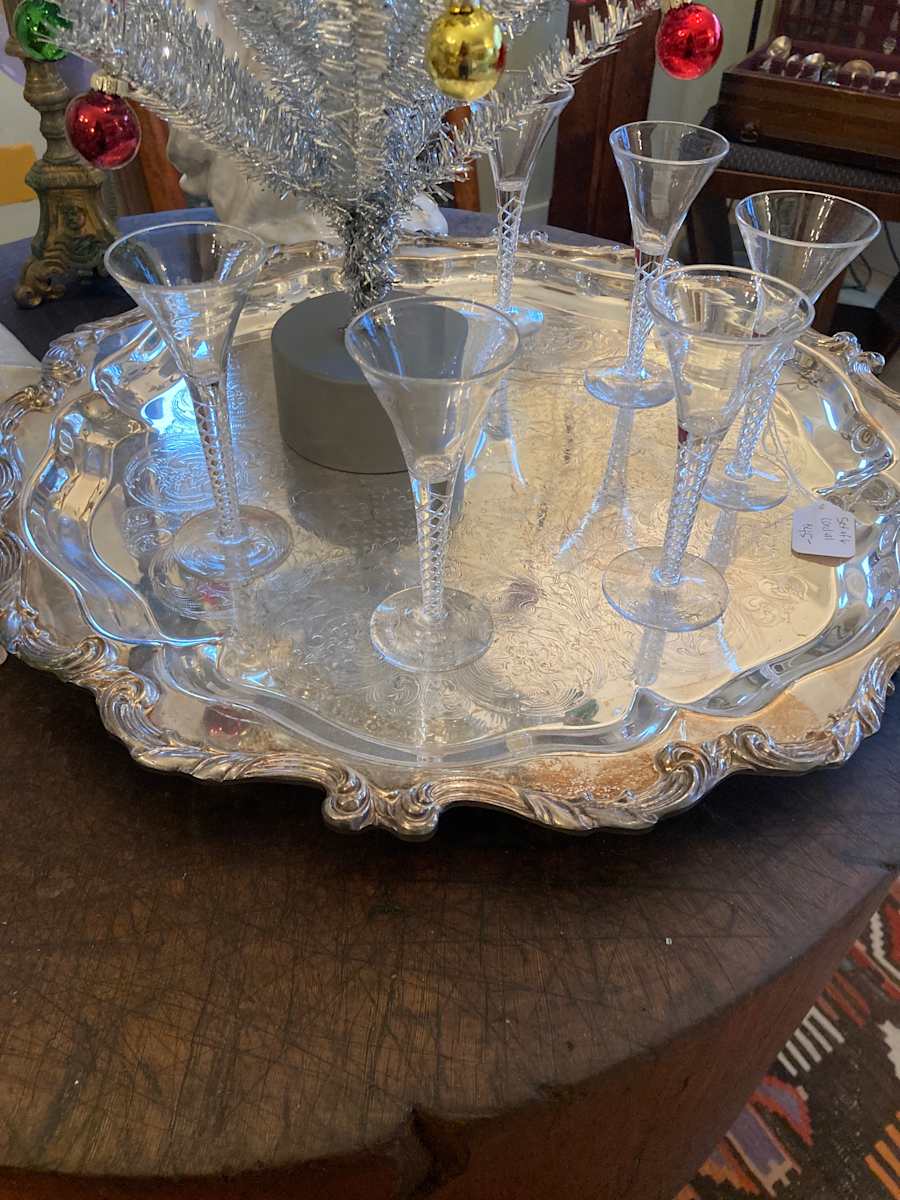 silver plate carved tray 