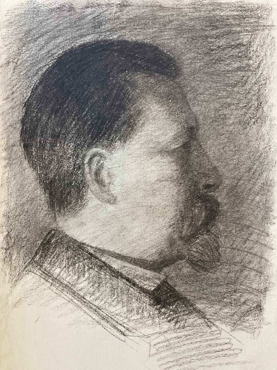 original unsigned charcoal portrait  #127 