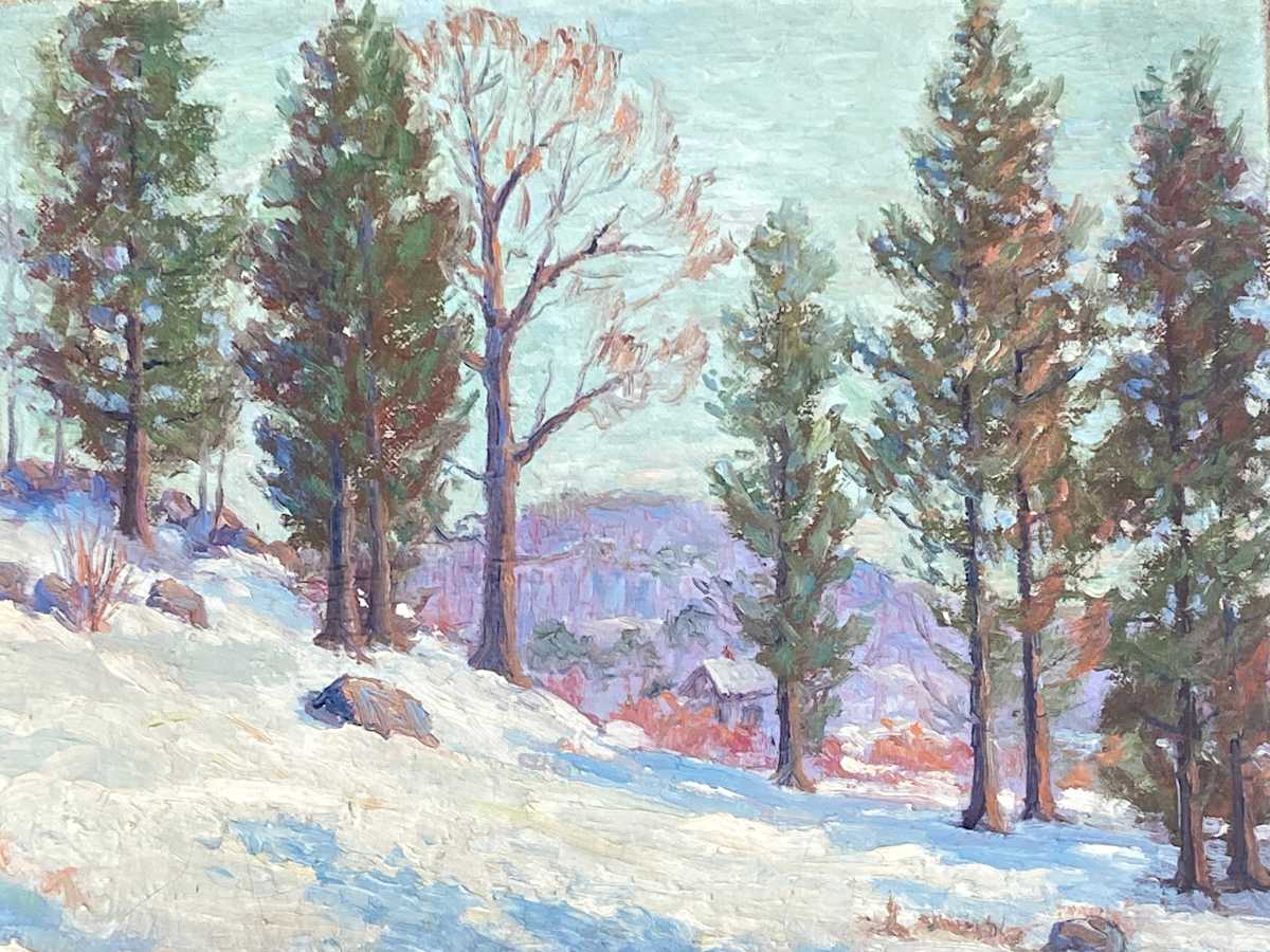 Carl G. T. Olson original painting on canvas winter scene  #149 