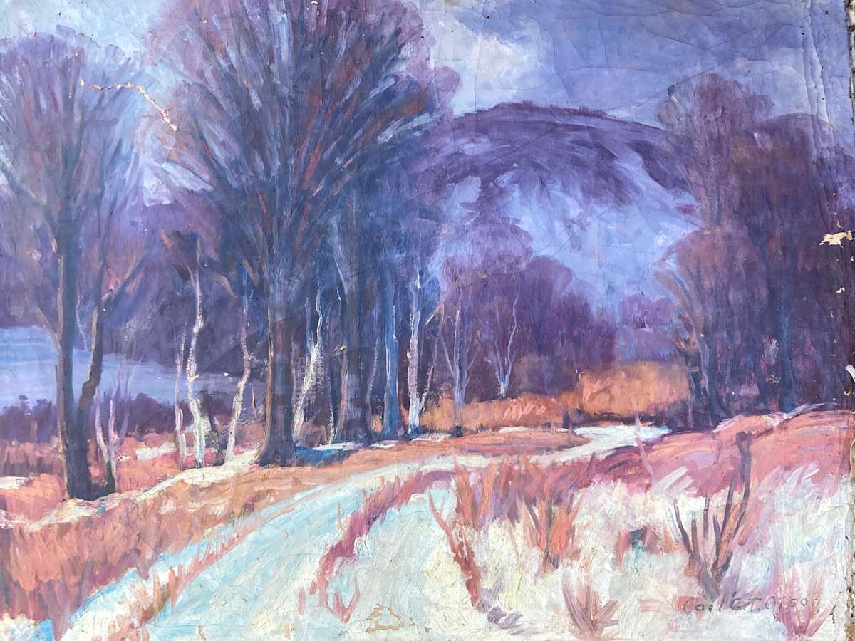 Carl G. T. Olson original painting winter path  #147, Image 1.