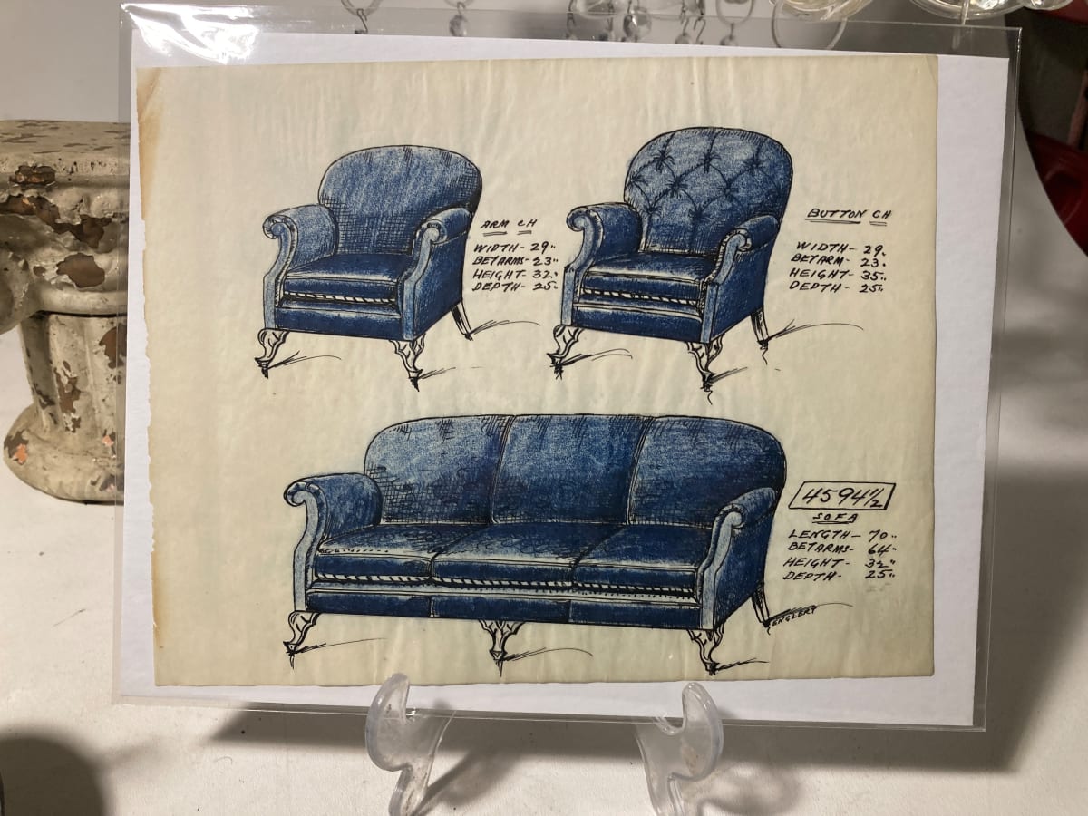1920's colored sofa graphic drawing - 4594 1/2, Image 2.