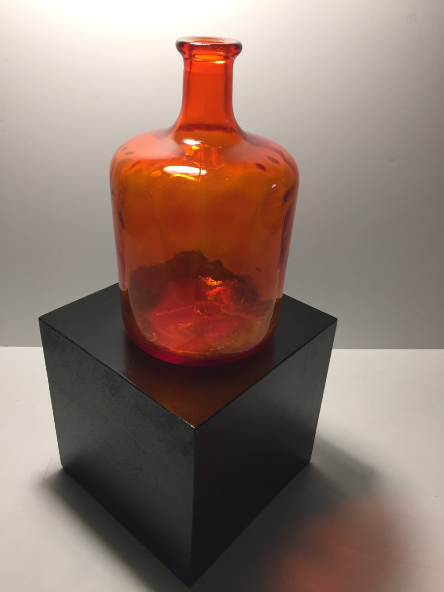 Blenko style orange bottle shaped vase 