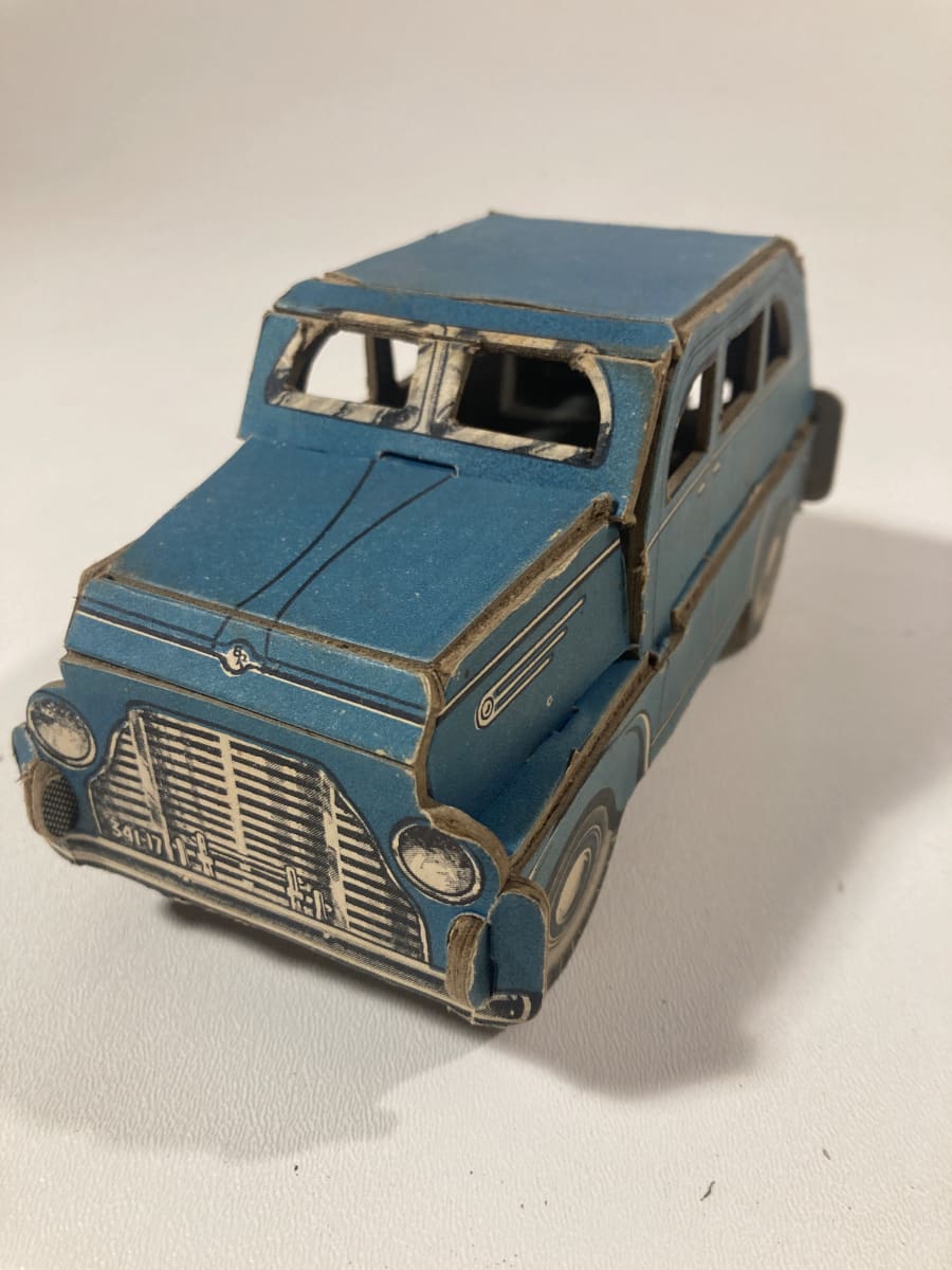 vintage Built-Rite cardboard blue sedan toy 