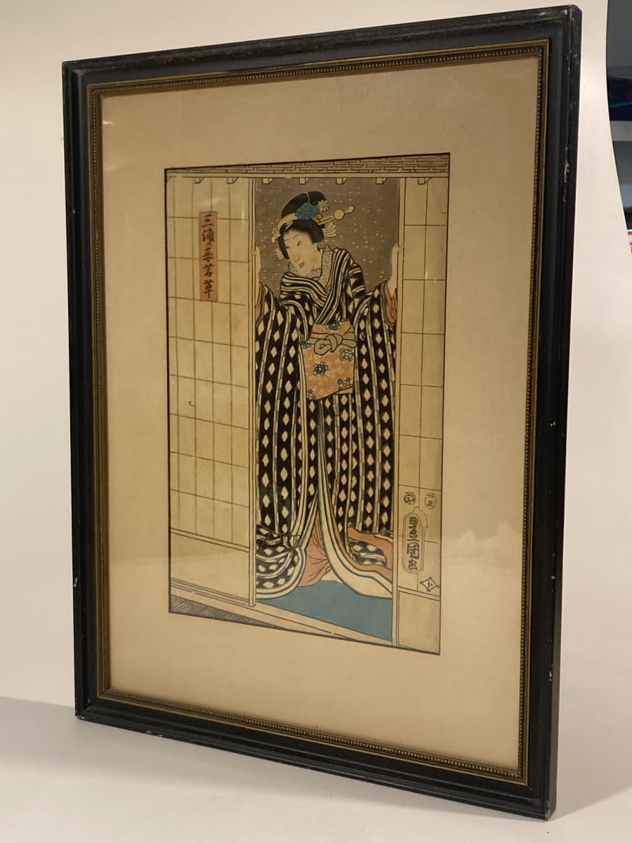 Framed Japanese woodblock 