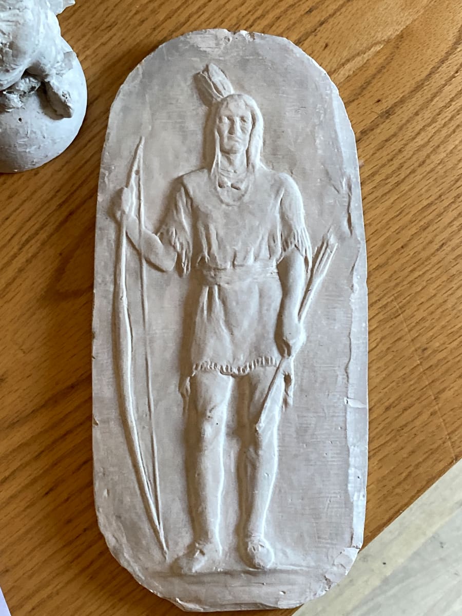 Original plaster relief of Native American, Image 2.