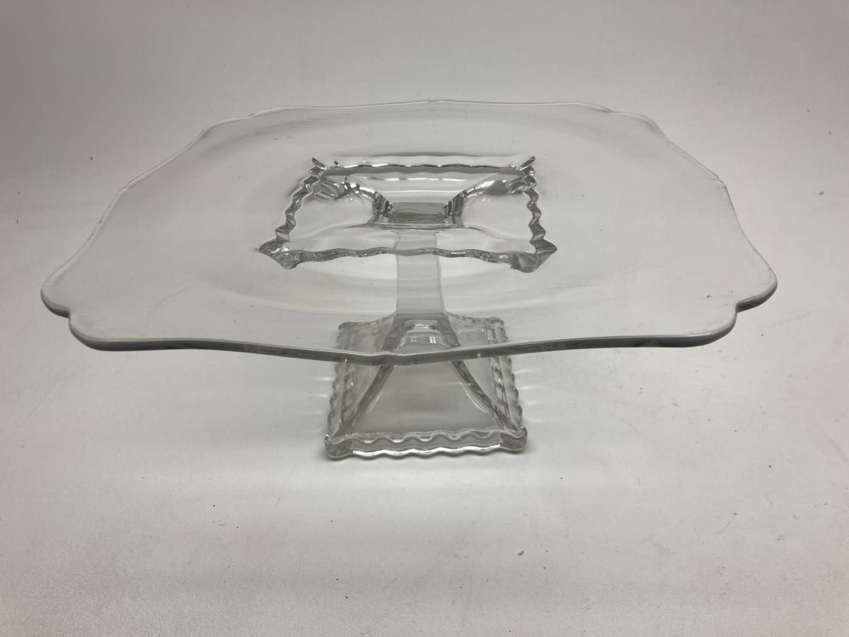 Early clear glass cake plate 