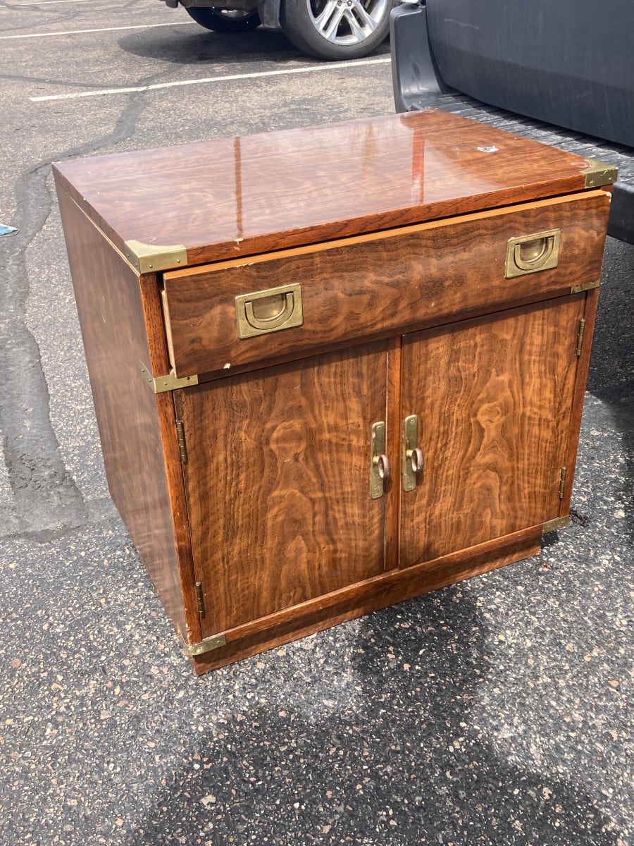 Small Drexel campaign style nightstand 