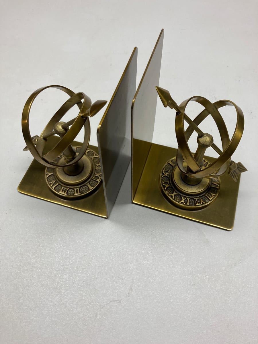 Brass compass bookends 