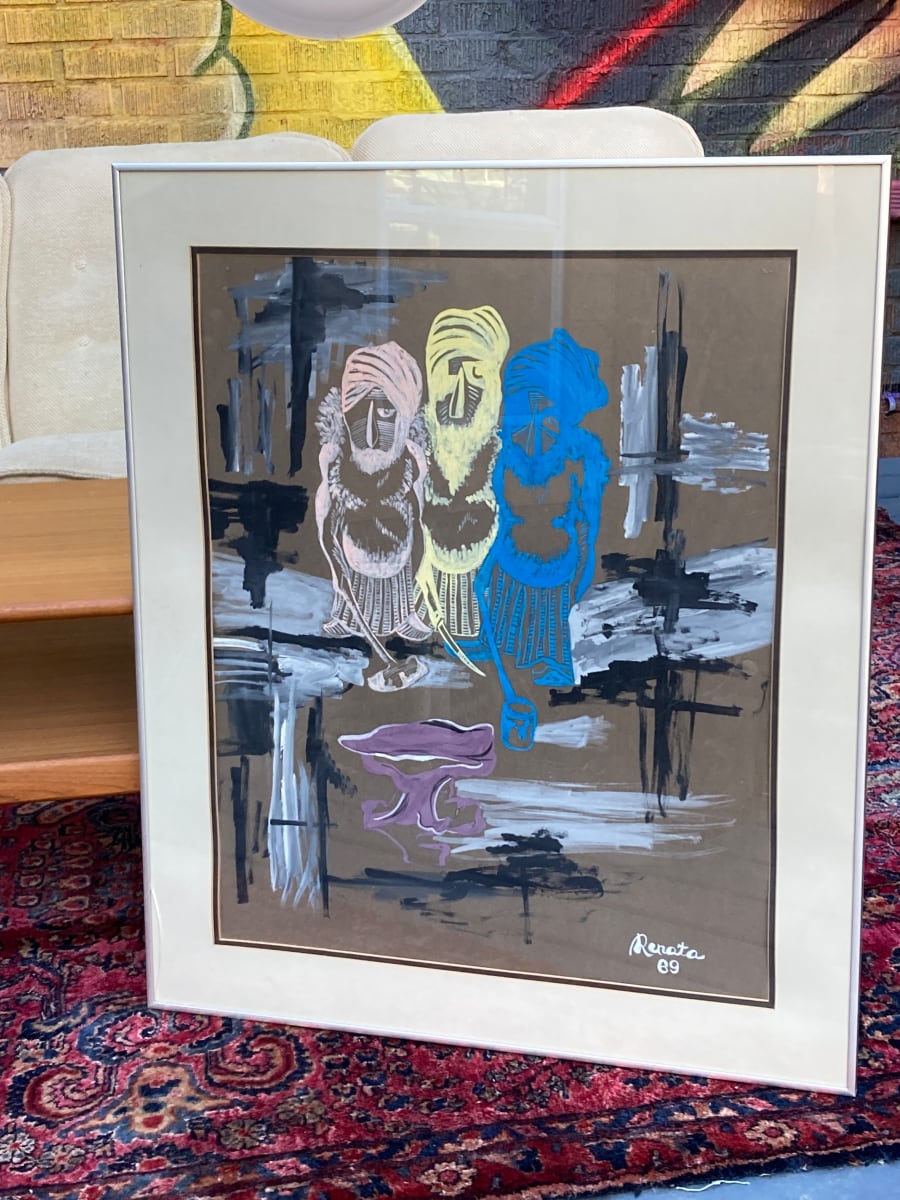 Framed original painting on paper Renata 69 