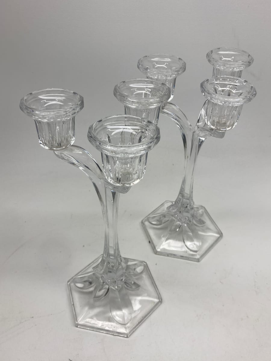 Pair of glass candelabras 