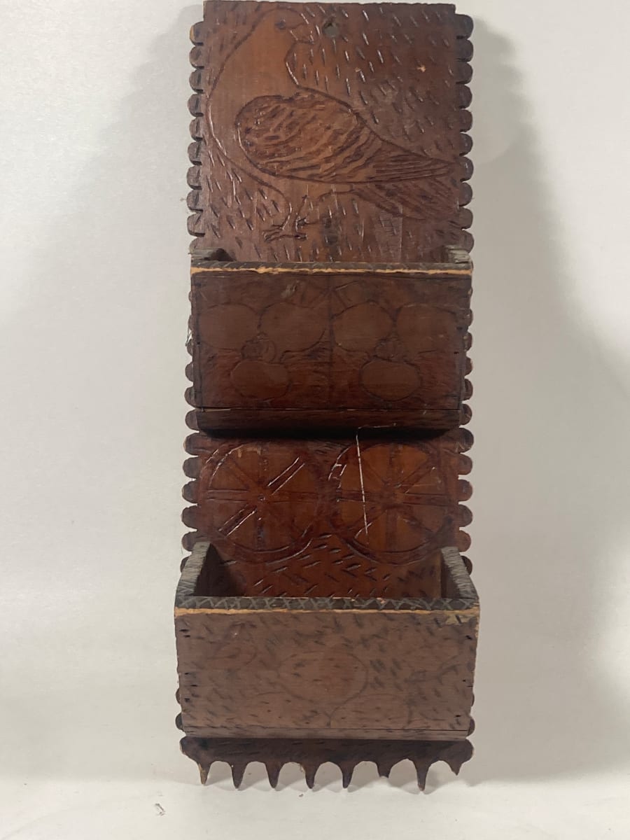 burnt wood letter holder 