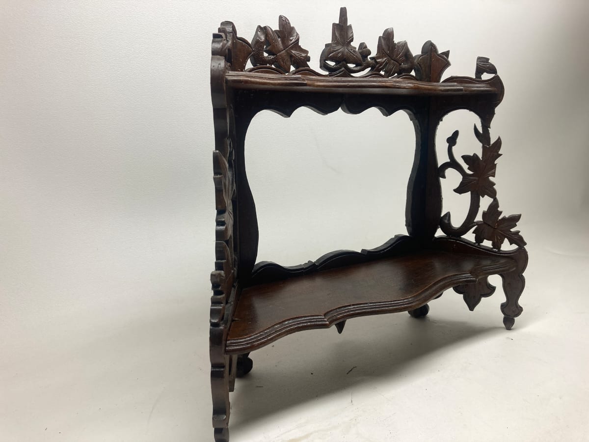 carved  victorian table top shelf, Image 5.