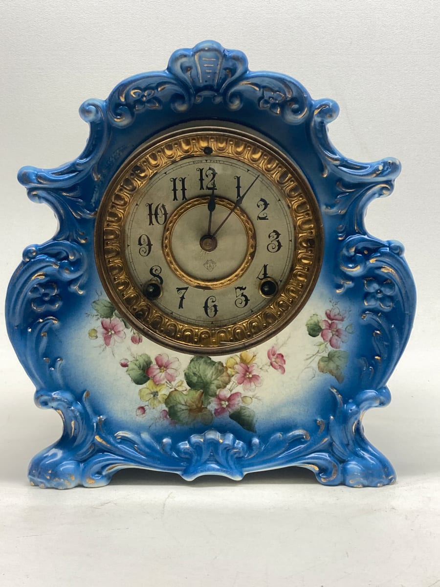 ansonia "TEXT" porcelain clock 