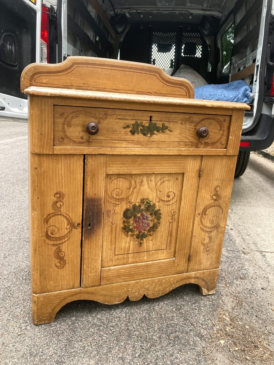 Hand painted Victorian folk commode 