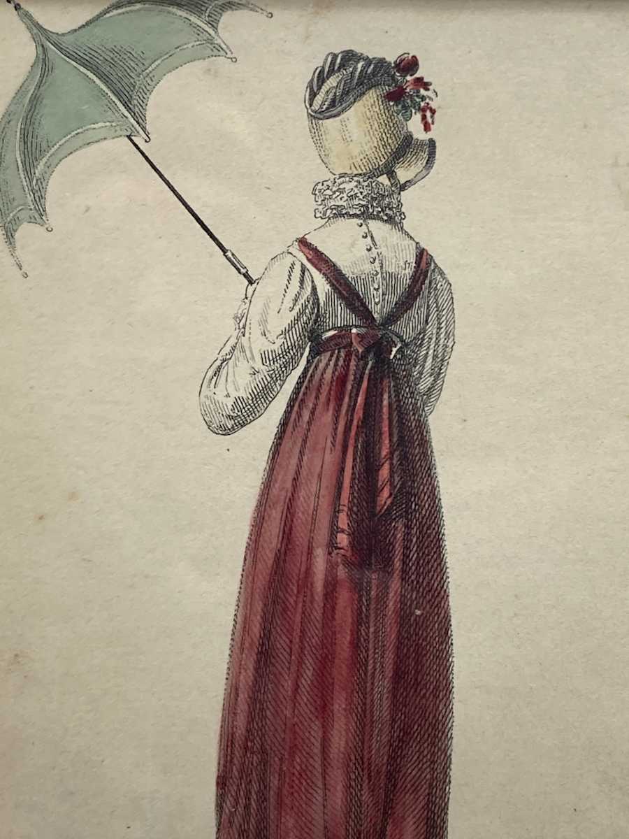 Hand painted turn of the century fashion print 