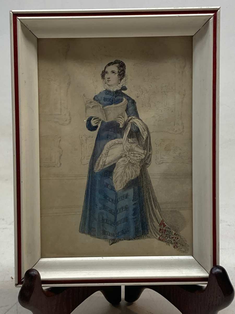 Hand painted turn of the century fashion print 