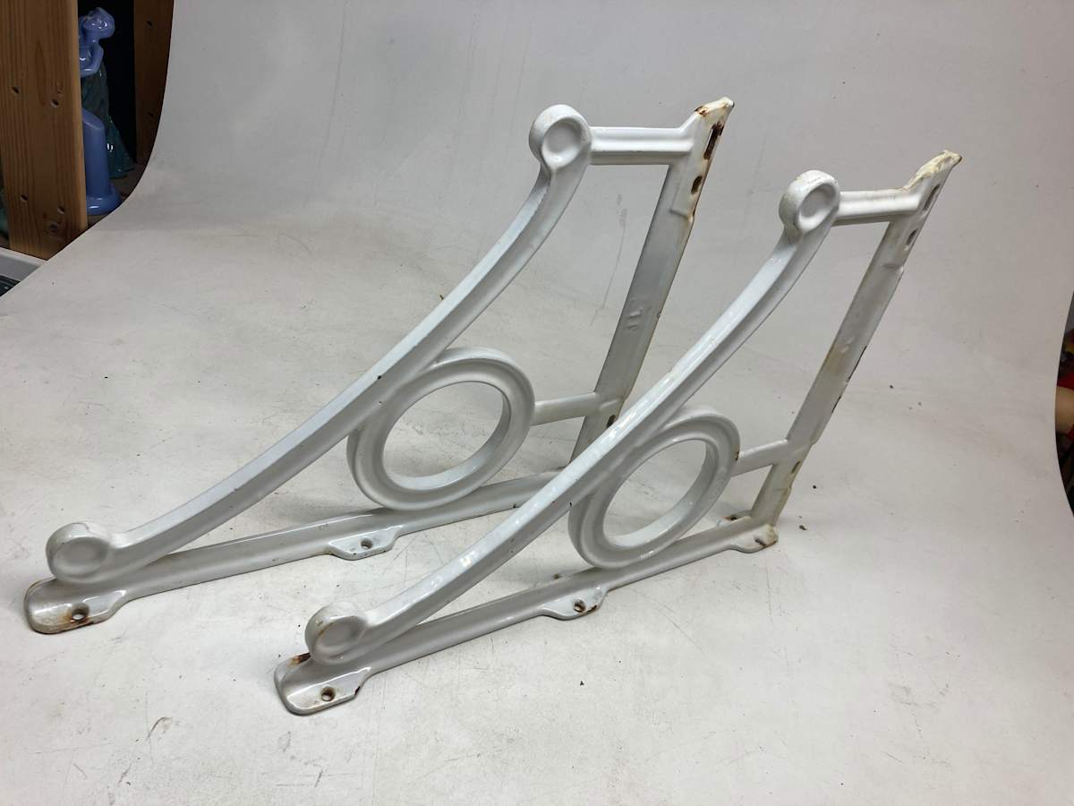 Enameled cast iron Art Deco wall brackets 