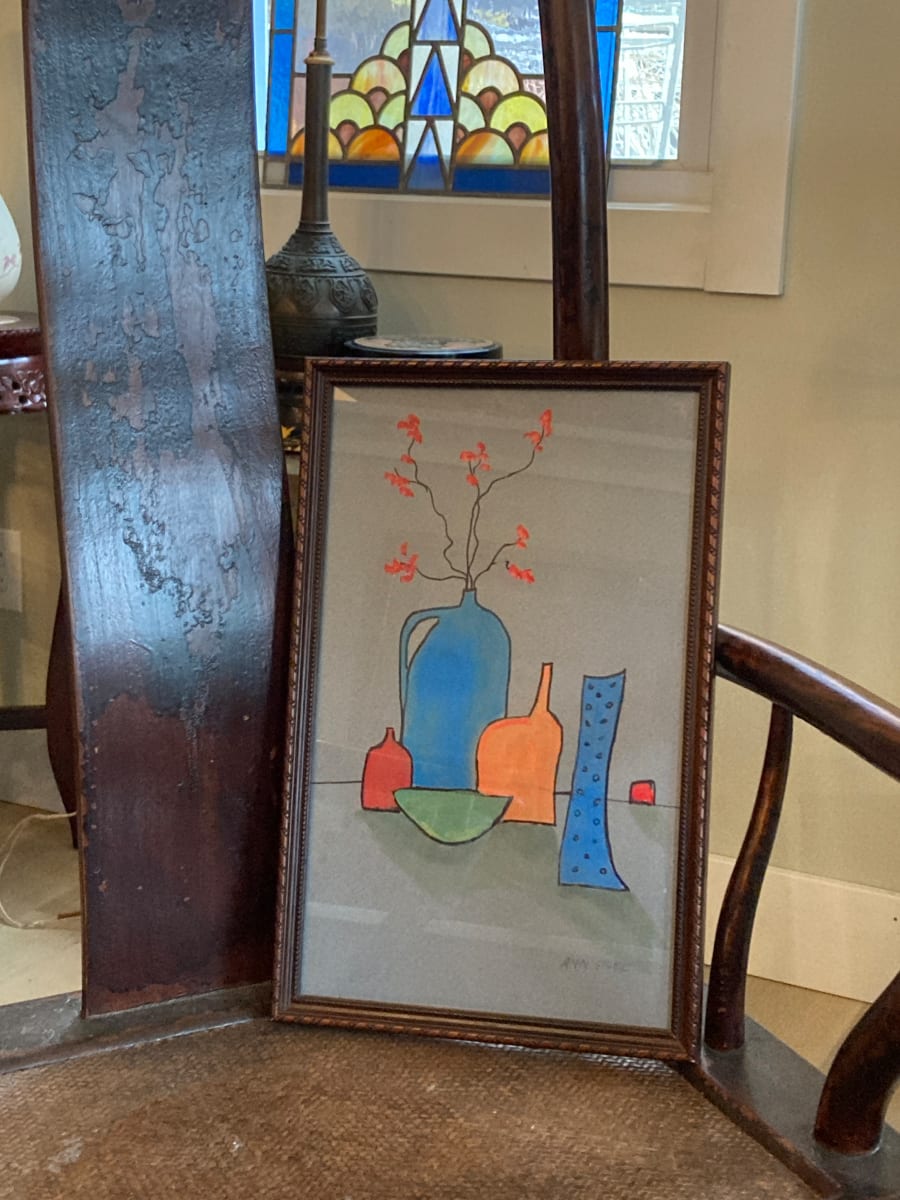 Framed Still Life Gouache by Ann Sisel 