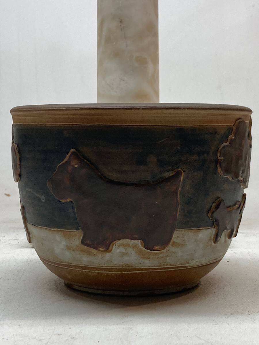 Pottery bowl with dogs by PIPER, Image 3.