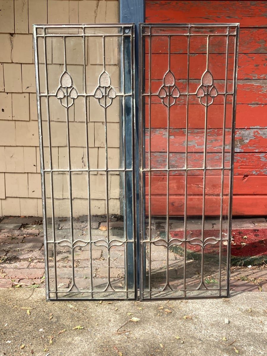 Pair of Prairie stained glass windows 