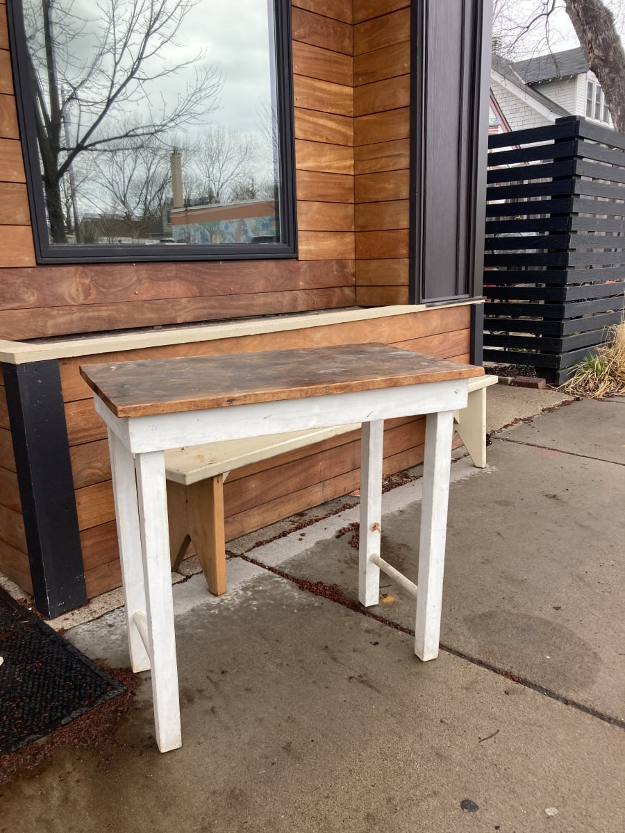 Painted white primitive table 