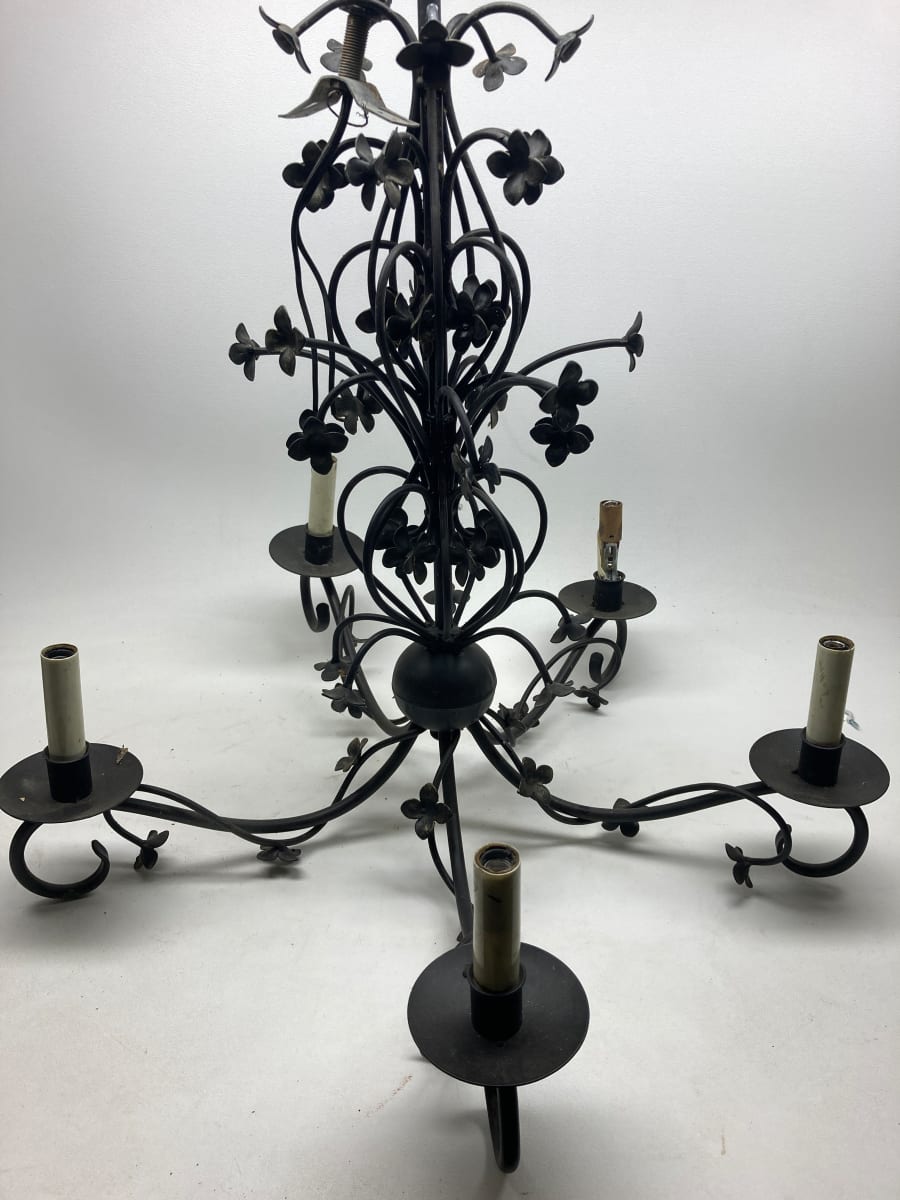 black wrought iron floral chandelier 