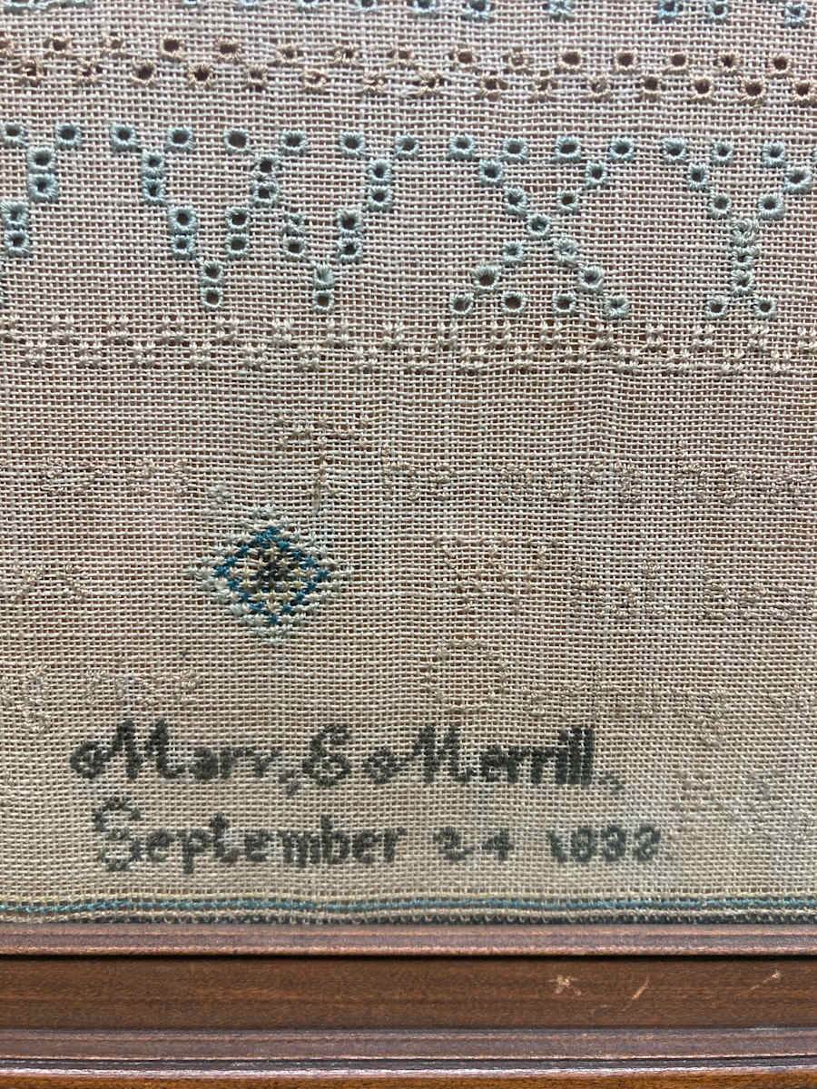Framed sampler dated 1832 