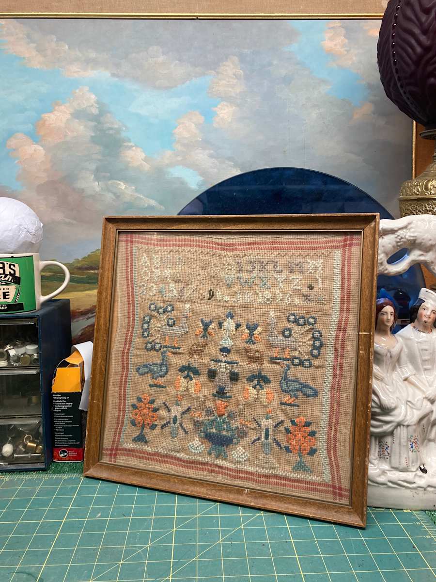 Framed primitive painting of hunting dogs (copy) 