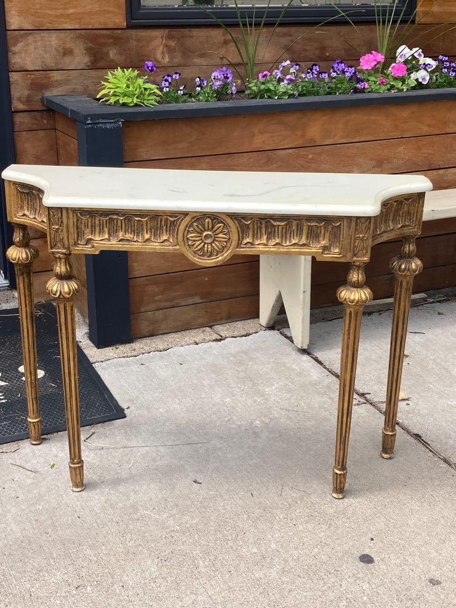 Gold Italian style carved entry table 