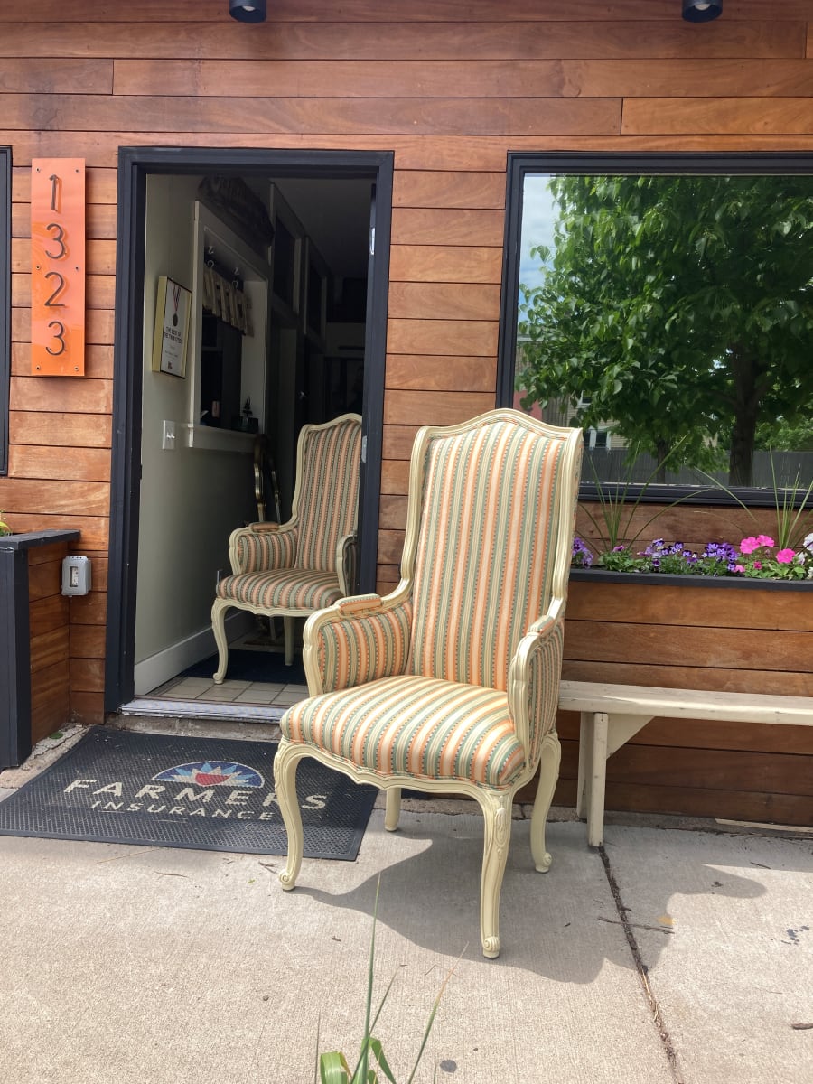 Pair of upholstered highback chairs 