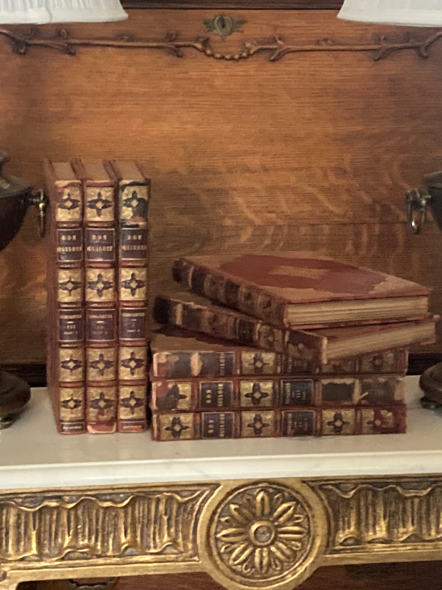 Set of 8 leather-bound 1910 Don Quixote books 