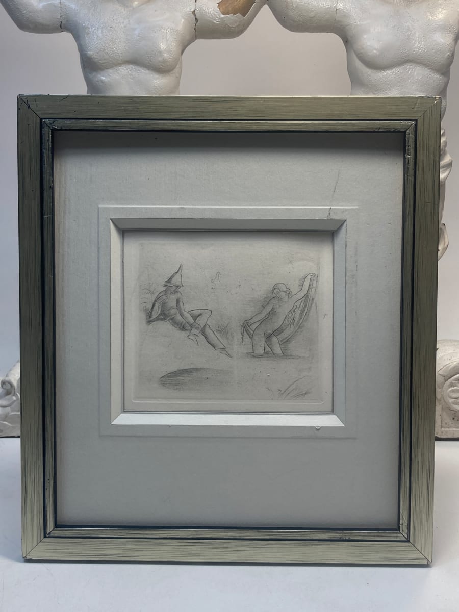 Framed Polish  Art Deco era etched image, Image 1.