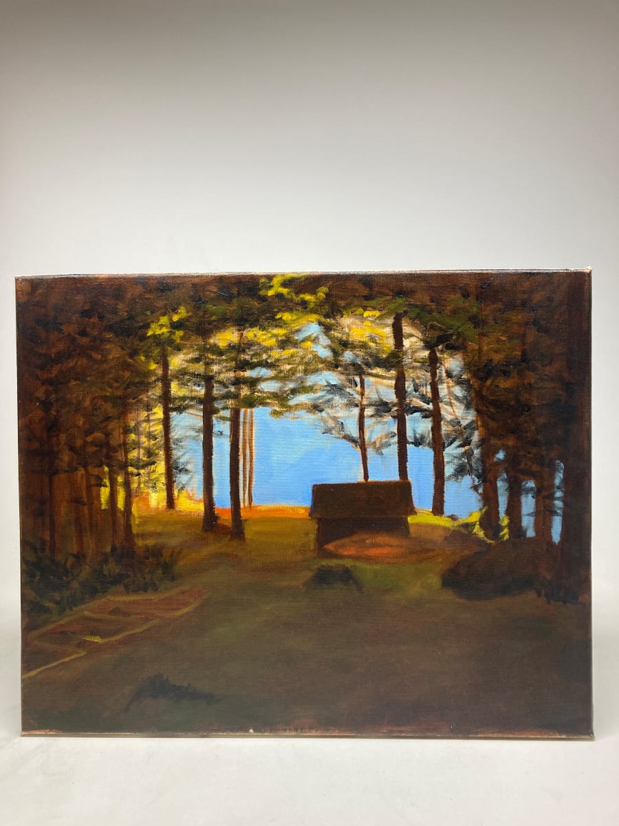 Oil painting of cabin on canvas 