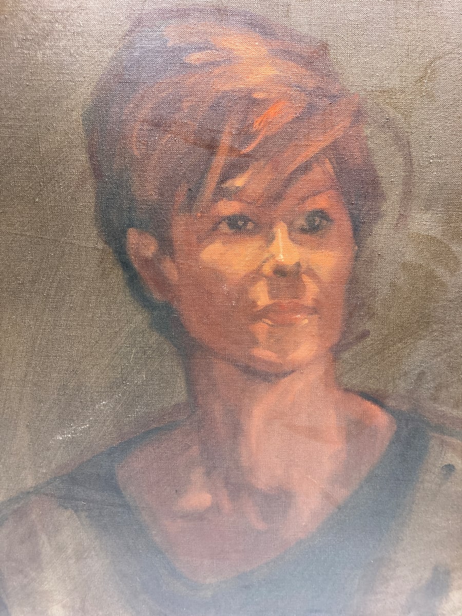 Portrait of woman with red hair on canvas 