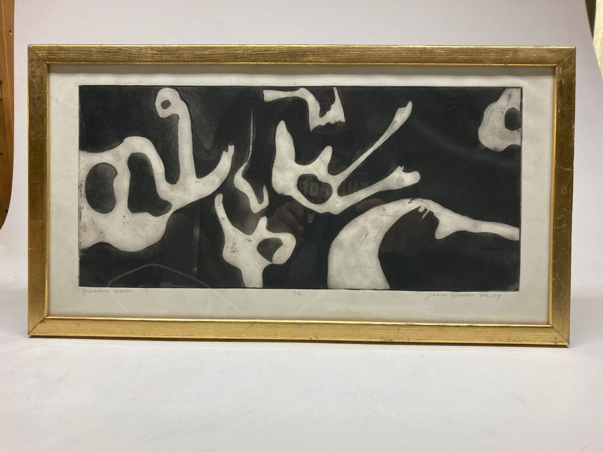 framed original woodblock by James Quentin Young "Floating Free" 