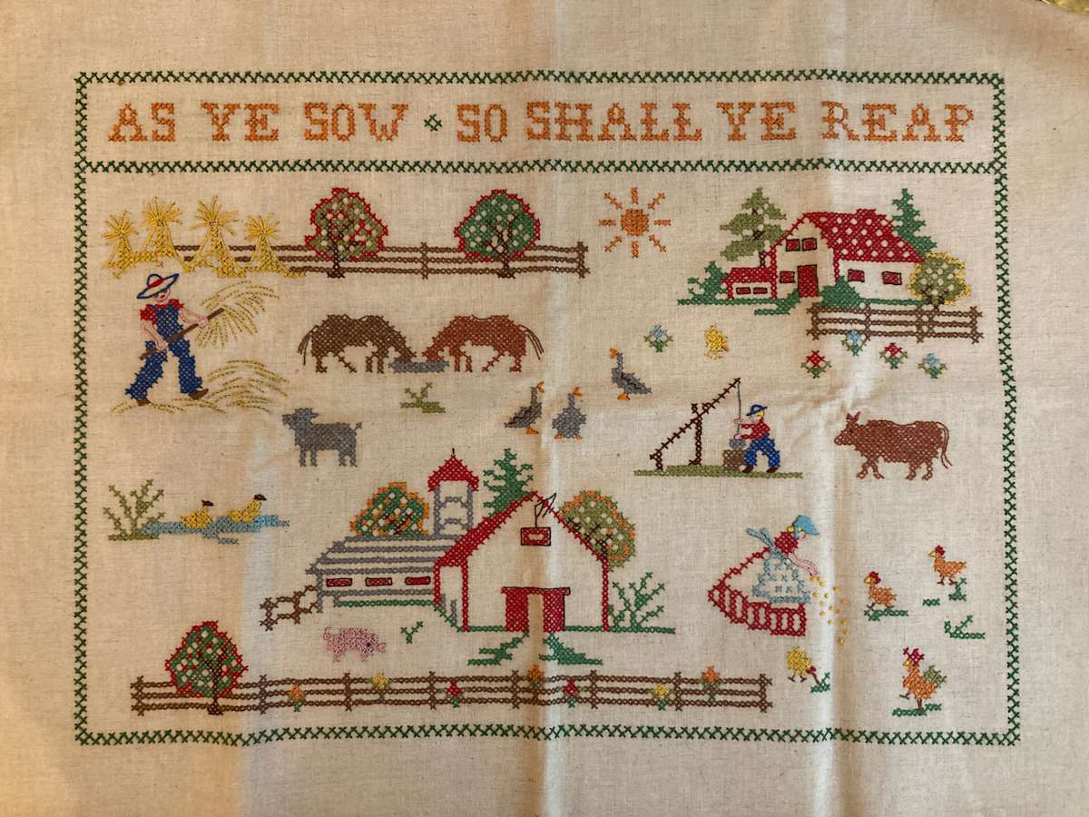 Cross stitch So We Sow So Shall We Reap, Image 4.