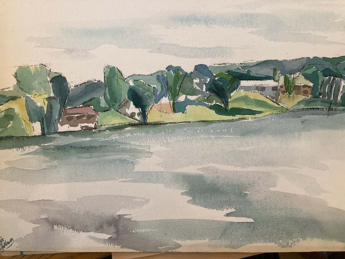 unframed landscape watercolor by Connie Goldman 