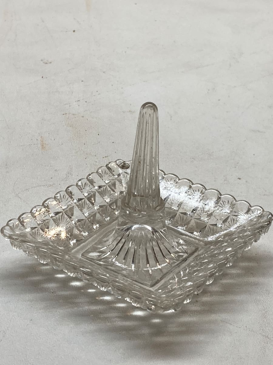 vintage pressed glass ring dish 