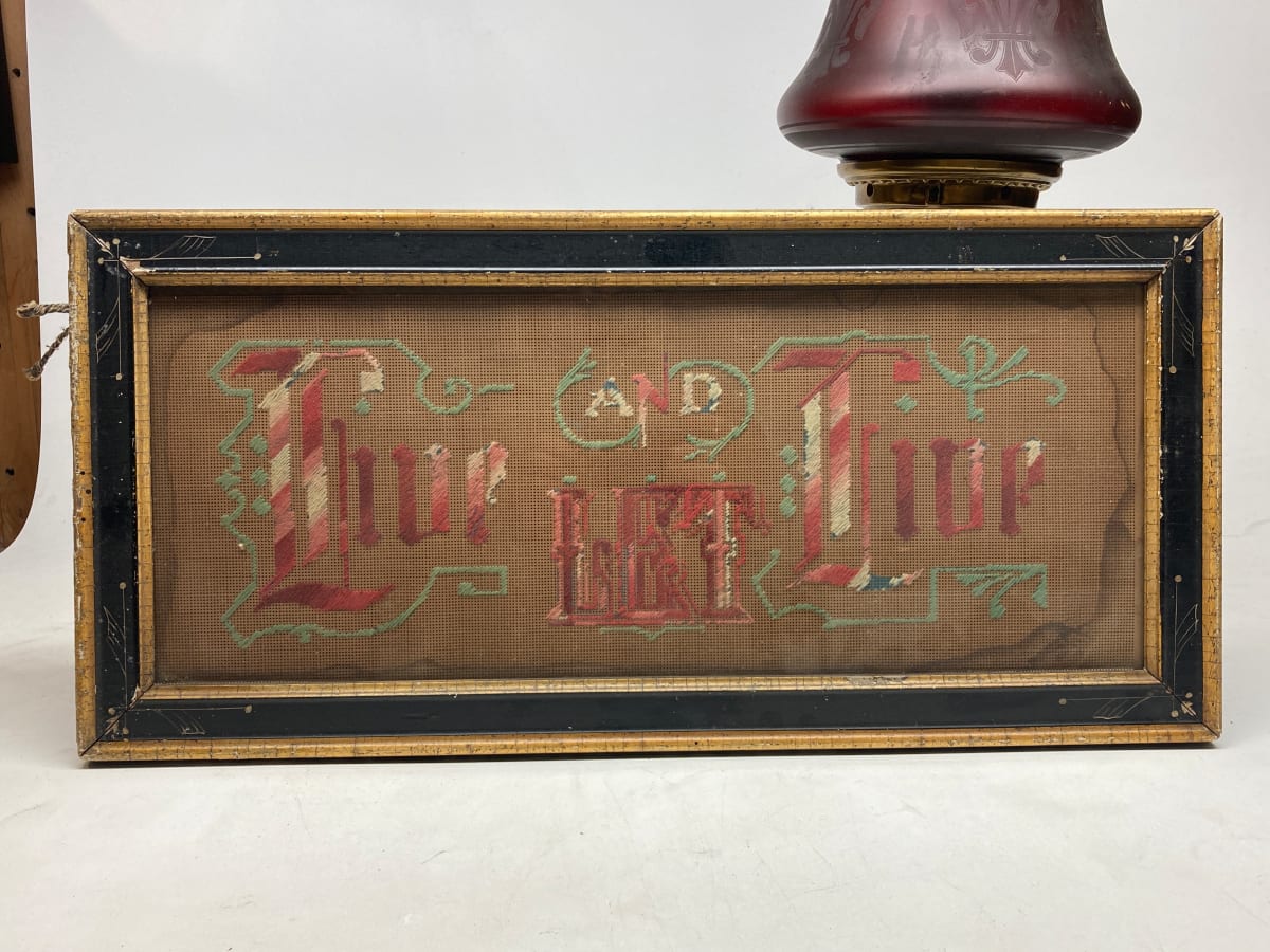 Framed Victorian stitched motto ware 