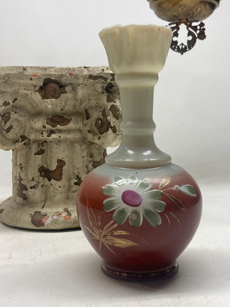 Hand painted Bristol art glass vase 