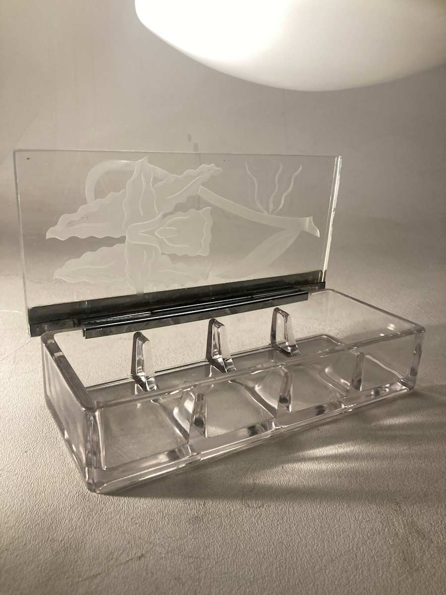 vintage glass jewelry box 