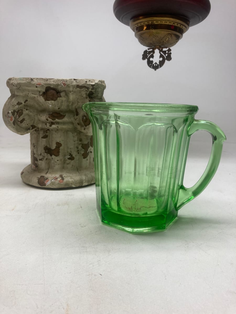Green glass water pitcher 